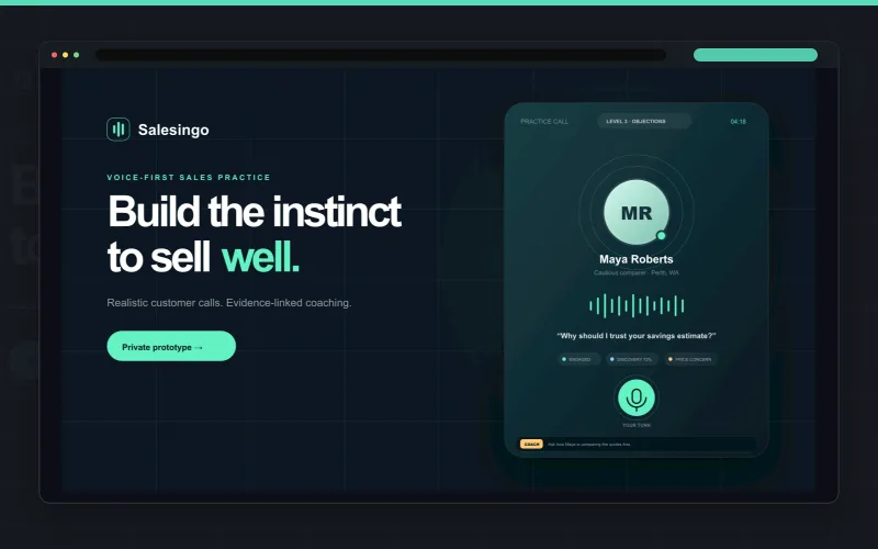 Salesingo voice coaching interface